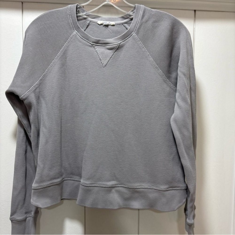 Leallo Womens Pullover Waffle Sweatershirt . Gray Size XS